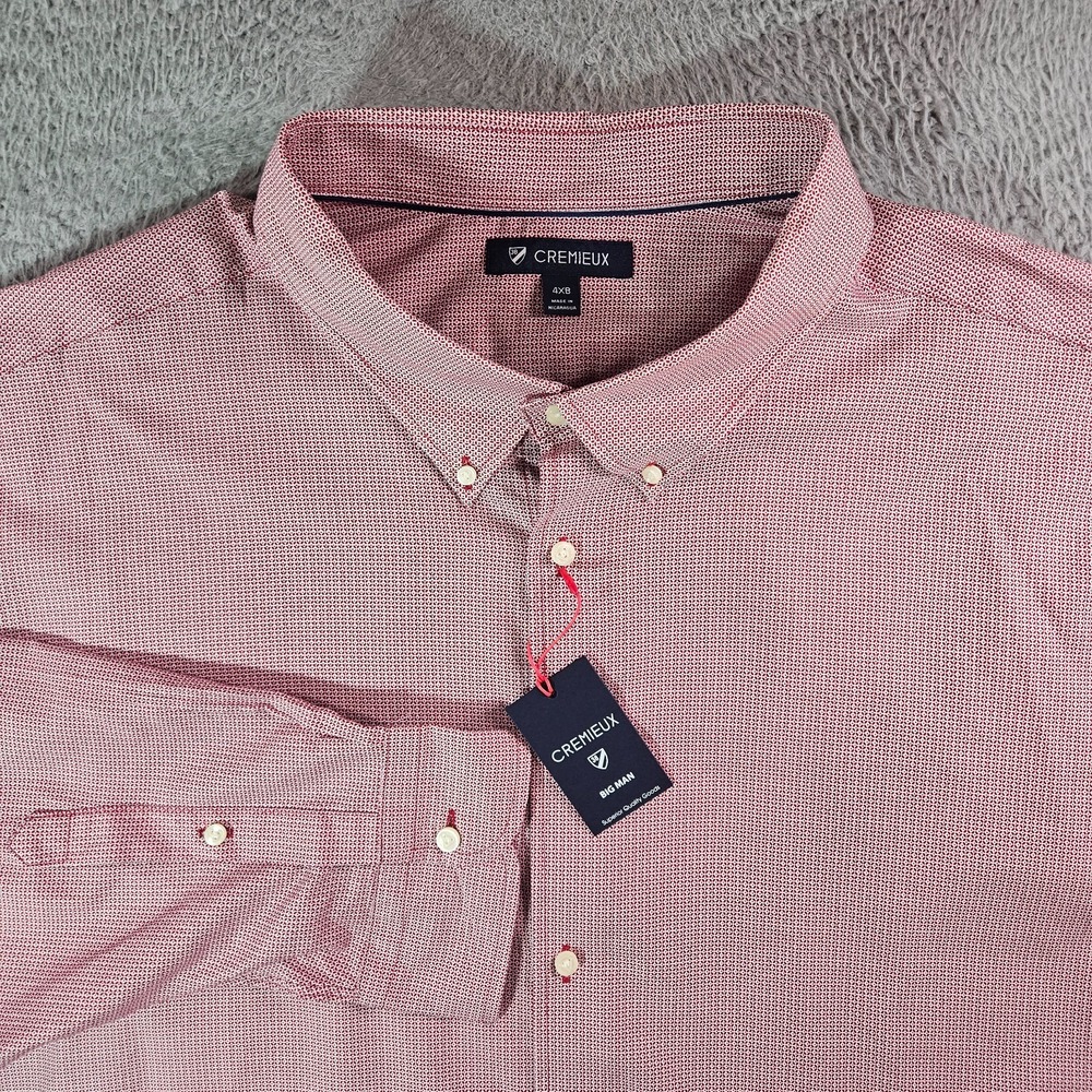NEW Cremieux Shirt Men 4XB Geometric Print‎ Lightweight Red White Button Up